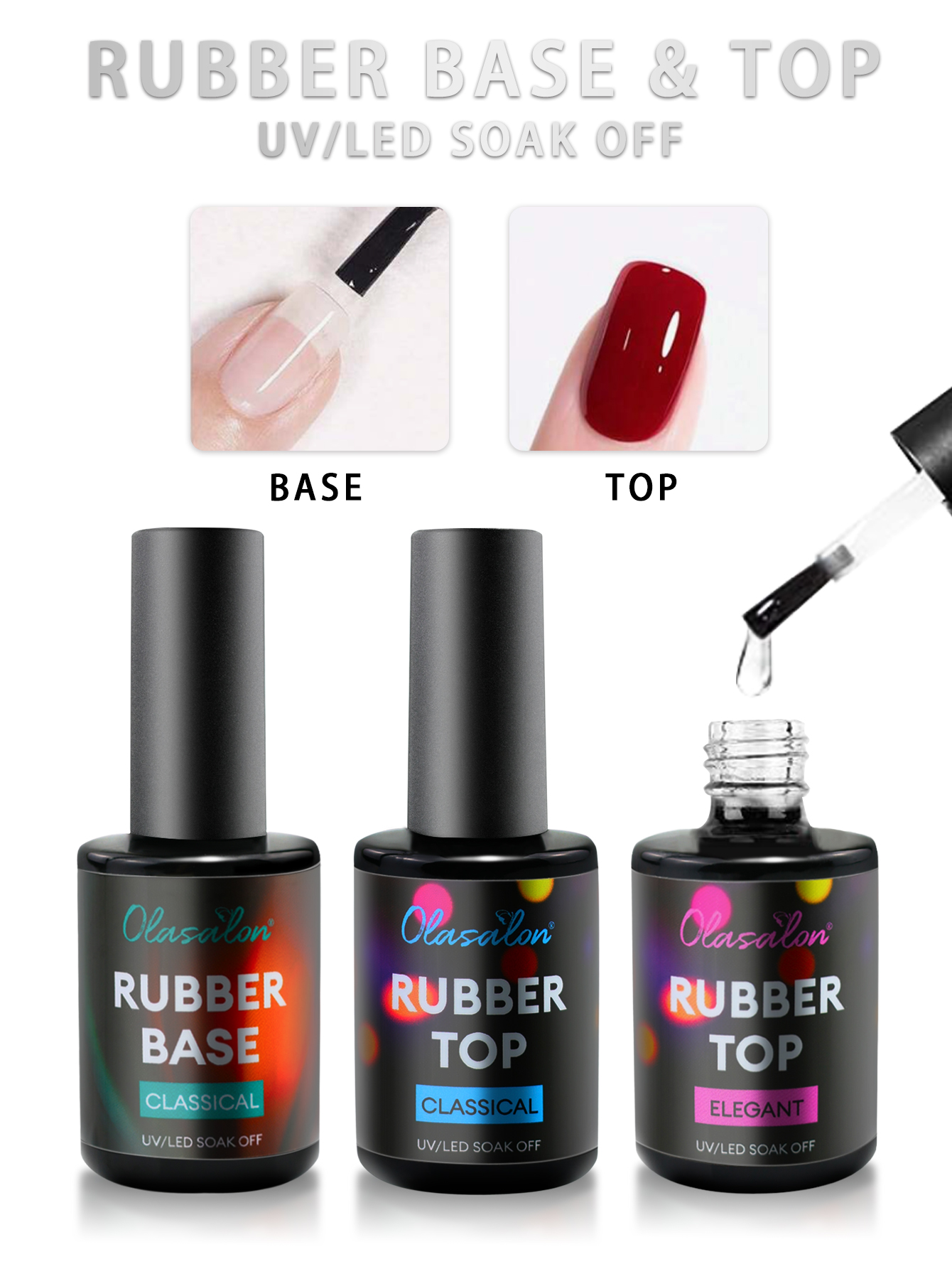 RUBBER TOP&BASE GEL OLASALON,Base & Top Coats