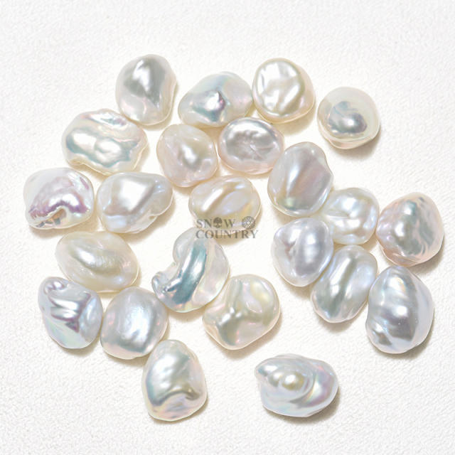 8-10mm Small Genuine Freshwater Keshi Pearls,10 Beads,4A Pearl,Loose Baroque Beads, White and Silvery Rainbow Luster for DIY