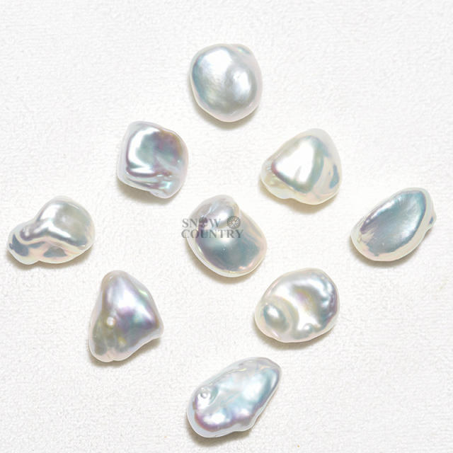 8-10mm Small Genuine Freshwater Keshi Pearls,10 Beads,4A Pearl,Loose Baroque Beads, White and Silvery Rainbow Luster for DIY