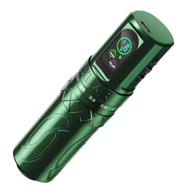 DKLAB MIZAR Wireless Tattoo Gun Kit Adjustable Stroke Tattoo Pen Machine Set Emerald Color
