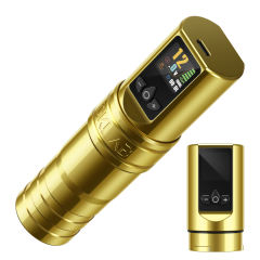 New DK-W1 Pro Wireless Tattoo Gun Pen Machine Kit with 2 Batteries Power Supply for Tattoo Supply Gold Color