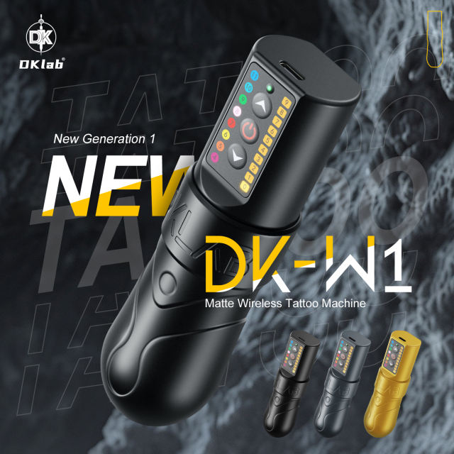 DKLAB Gray Color New DK-W1 Tattoo Machine Pen Gun Kit Wireless Battery Power Supply for Body Tattoo Artist