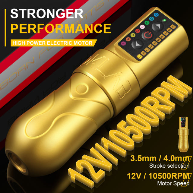 DKLAB New DK-W1 Wireless Tattoo Pen Machine Set Gold Color