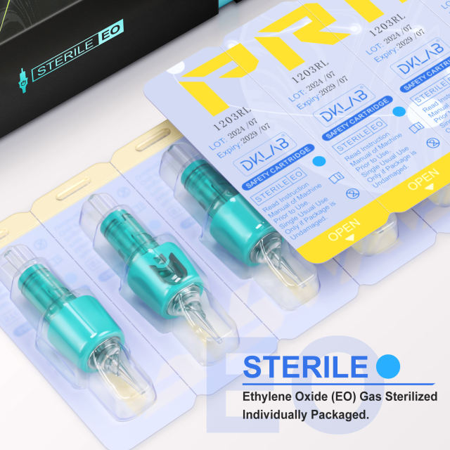 DKLAB PRIME Tattoo Needles,RM/CM Curved Magnum Disposable Safety Cartridge Needles with Full Membrane & Silicone Soft Shell Cover