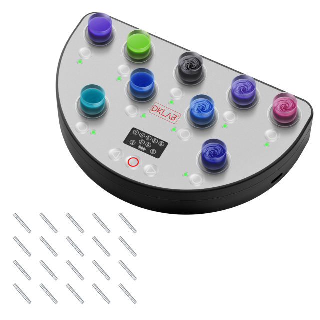 DKLAB MXR-1 Electric Ink Mixer Tattoo Ink Mixer 5-Level Speed Adjustable Stirring Machine Come with 100 Stir Sticks,9 Working Positions & Individual Control Working for Makeup Ink Pigment Wireless Agitator Machine