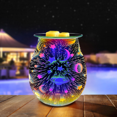 Elektronisches Wachs Warmes 3D-Glas Feuerwerkseffekt Kerzenwachs Schmelze Aromatisches Öl Warmer aromatischer Wachsbrenner (Sternenlichteffekt)