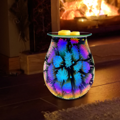 Elektronisches Wachs Warmes 3D-Glas Feuerwerkseffekt Kerzenwachs Schmelze Aromatisches Öl Warmer aromatischer Wachsbrenner (Blattlichteffekt)