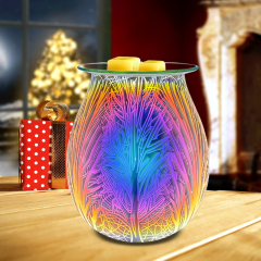 Elektronisches Wachs Warmes 3D-Glas Feuerwerkseffekt Kerze Wachs Schmelze Aromatisches Öl Warmer aromatischer Wachsbrenner (Strauchbeleuchtungseffekt)