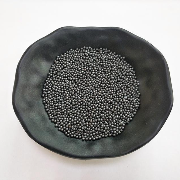 What is the hardness range of steel shot?