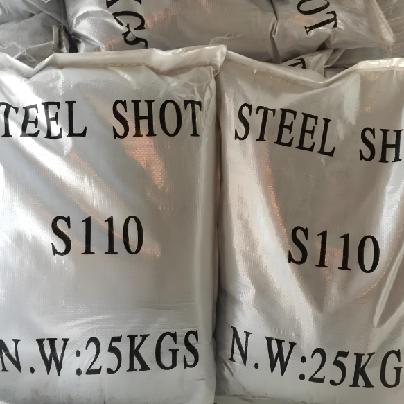 What type of steel shot should be used for rust removal on H-beams?