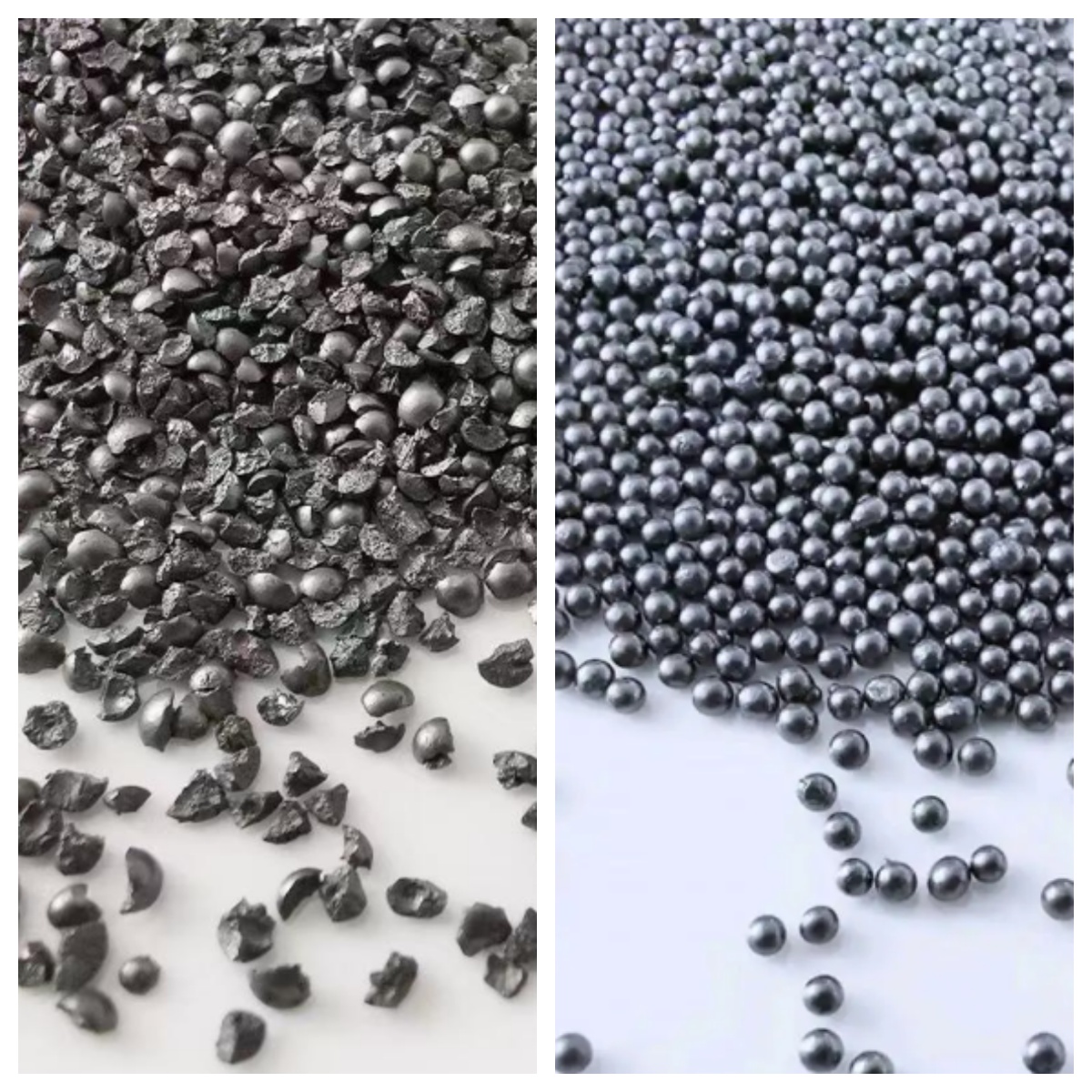 What is the difference in hardness between steel shot and steel grit?