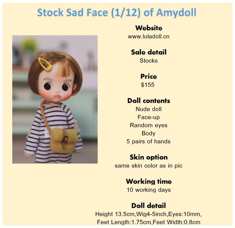 【Sold out 】【AmyDoll】【Sad face】 BJD Doll 1/12