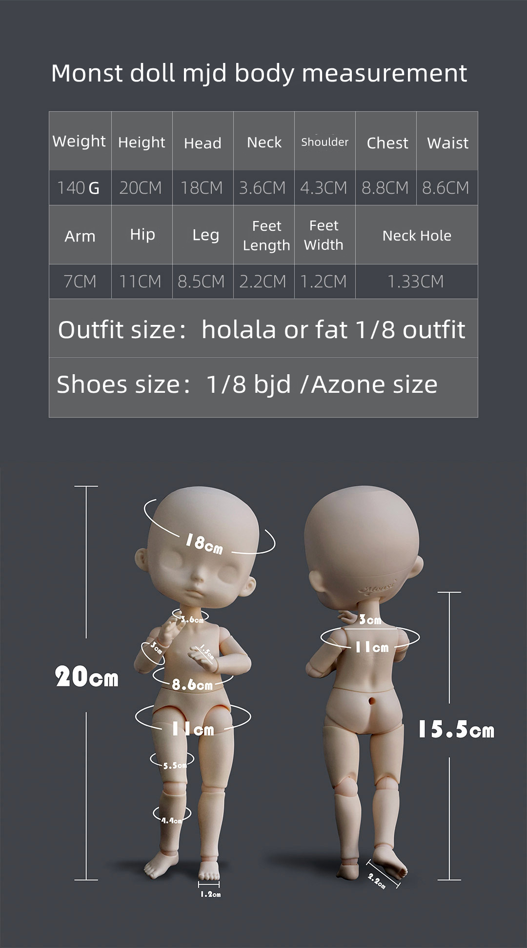 body only  Monster doll 1/8 pvcdoll
