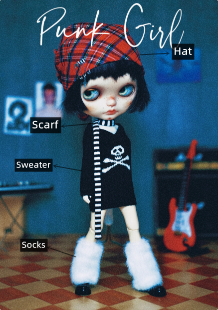 Punk&Rock bjd Blythe One-seven 's doll clothes pre-order outfit
