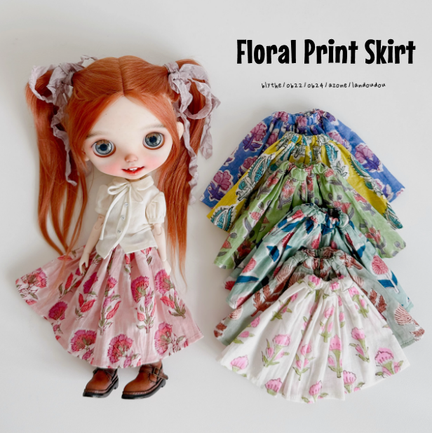 2025 Second Release-Floral Print Skirt bjd blythe Little Dream Girl pre-order outfit