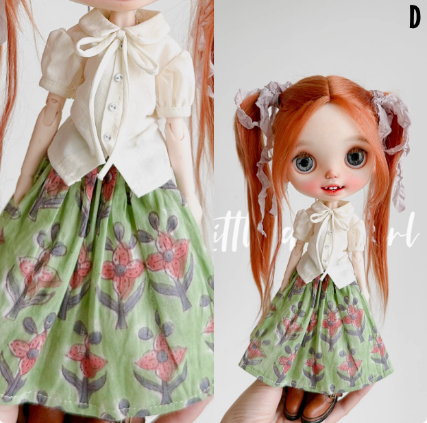 2025 Second Release-Floral Print Skirt bjd blythe Little Dream Girl pre-order outfit