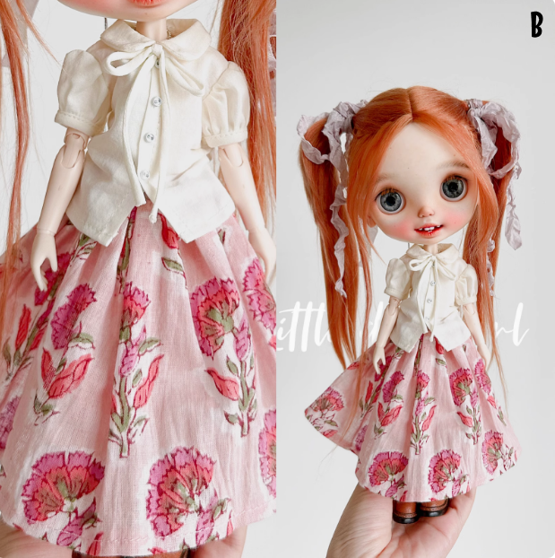 2025 Second Release-Floral Print Skirt bjd blythe Little Dream Girl pre-order outfit