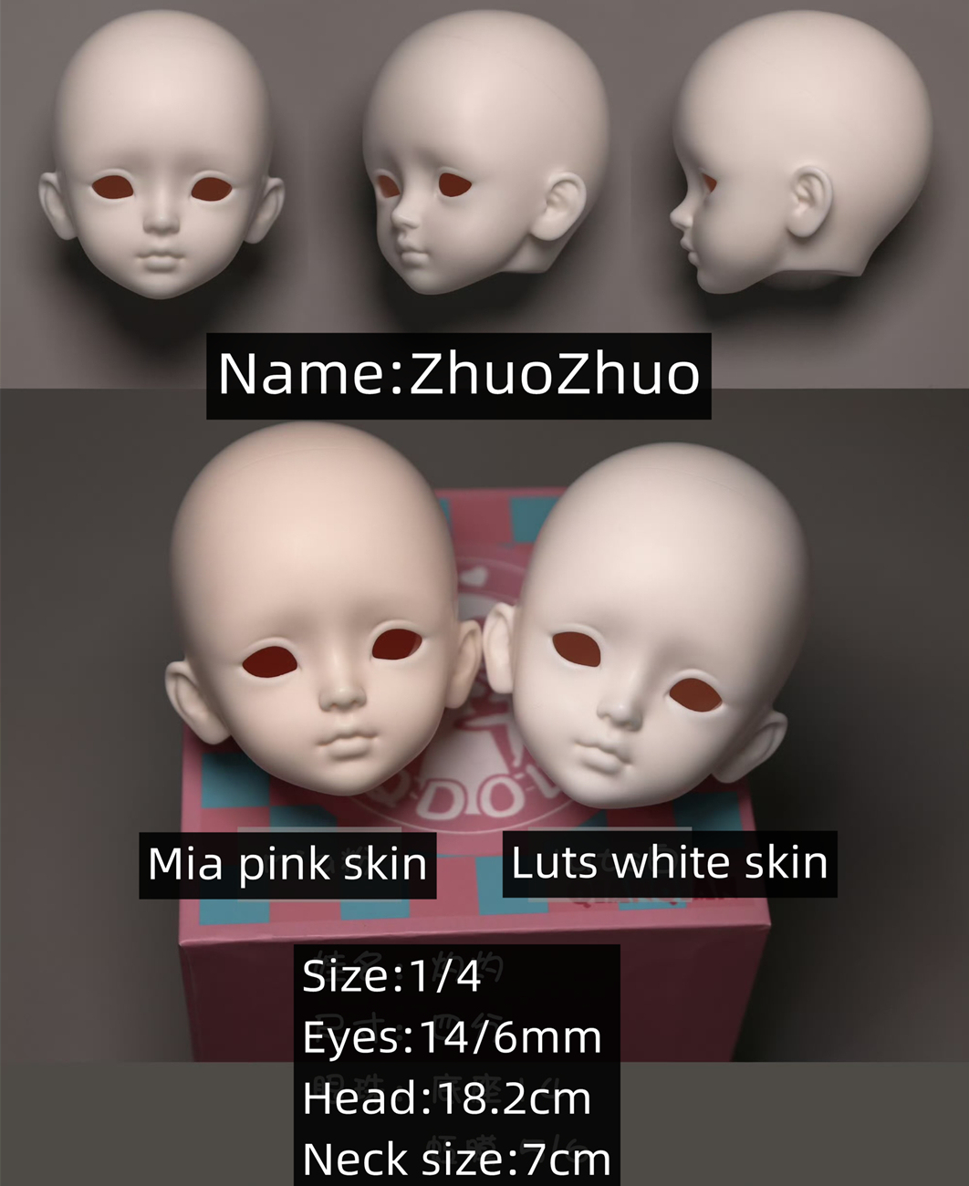 yaoyao&zhuozhuo 【time limited】1/4 head only qianqiandoll