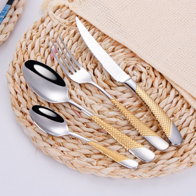 Diagonal Textured Stainless Steel Cutlery Set