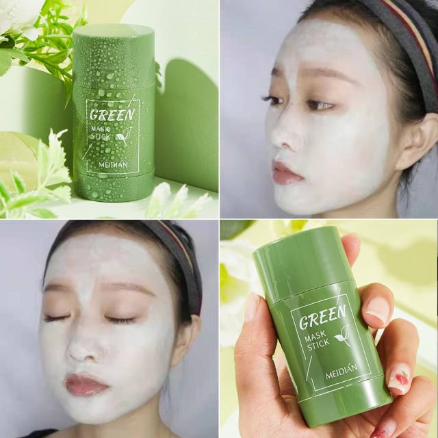 Green tea solid mask eggplant clean pores clear facial oil control blackhead smear type mud film