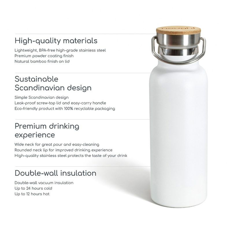Customized Direct Drinking Double Wall 304 SS Inner 201 SS Outer Promotional Travel Water Bottle