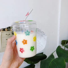 300ML Kawaii Strawberry Glass Cup With Straw