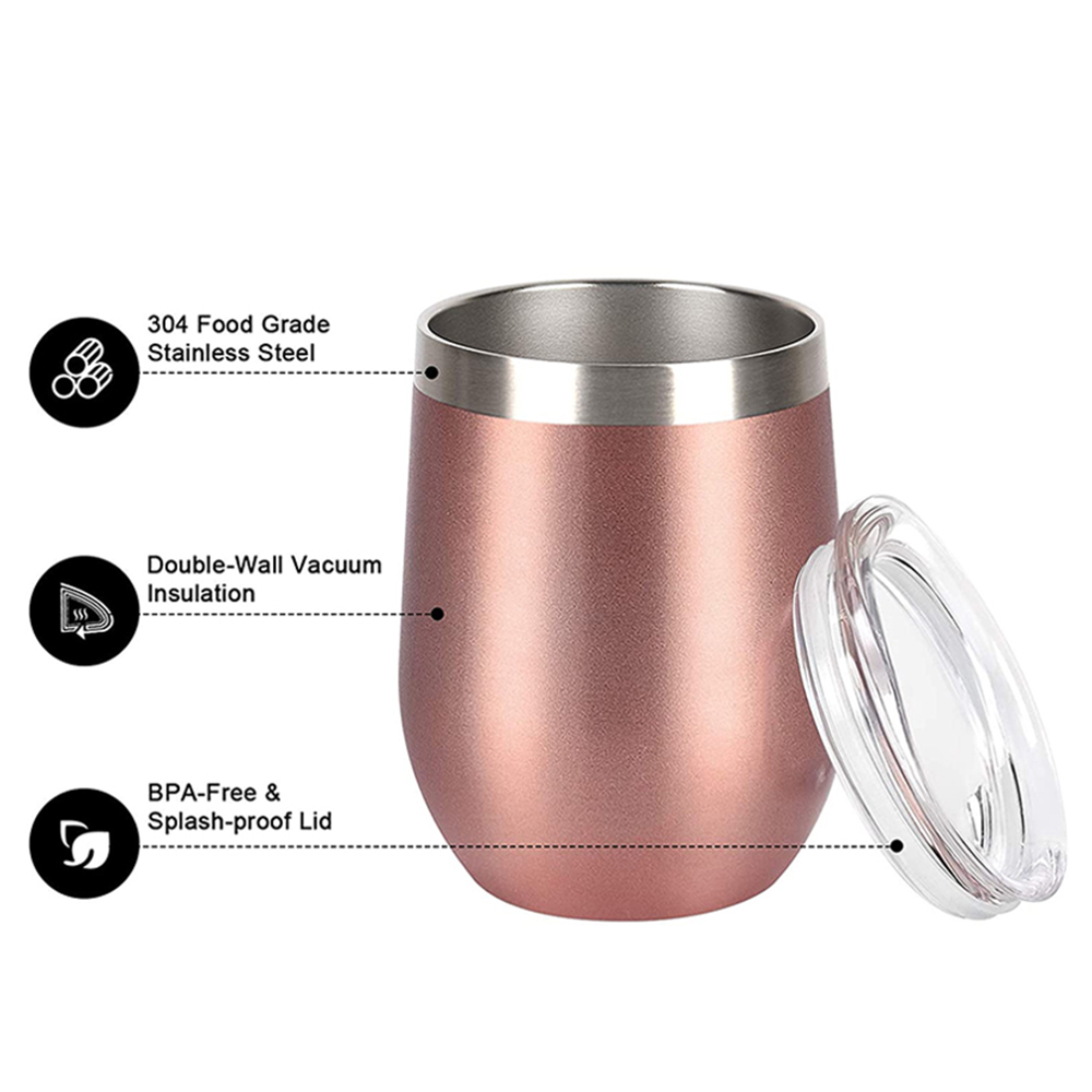 Custom Egg Shape Double Wall Stainless Steel Vacuum Mug 8oz 12oz 16oz Wine Glass Cup