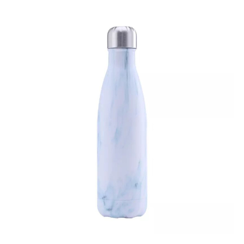 Custom wooden texture stainless steel vacuum Double Wall Insulated Keeping 24hrs Cola Shape Hot Cold Drinking Water Bottles
