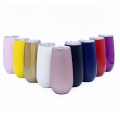 6oz Stainless Steel Stemless Double-Insulated Cocktail Cups Eco-friendly Wine Tumbler Rose Gold Champagne Flutes