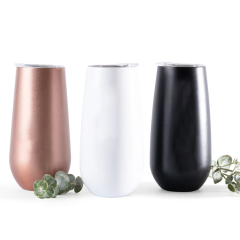 6oz Stainless Steel Stemless Double-Insulated Cocktail Cups Eco-friendly Wine Tumbler Rose Gold Champagne Flutes