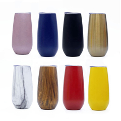 6oz Stainless Steel Stemless Double-Insulated Cocktail Cups Eco-friendly Wine Tumbler Rose Gold Champagne Flutes