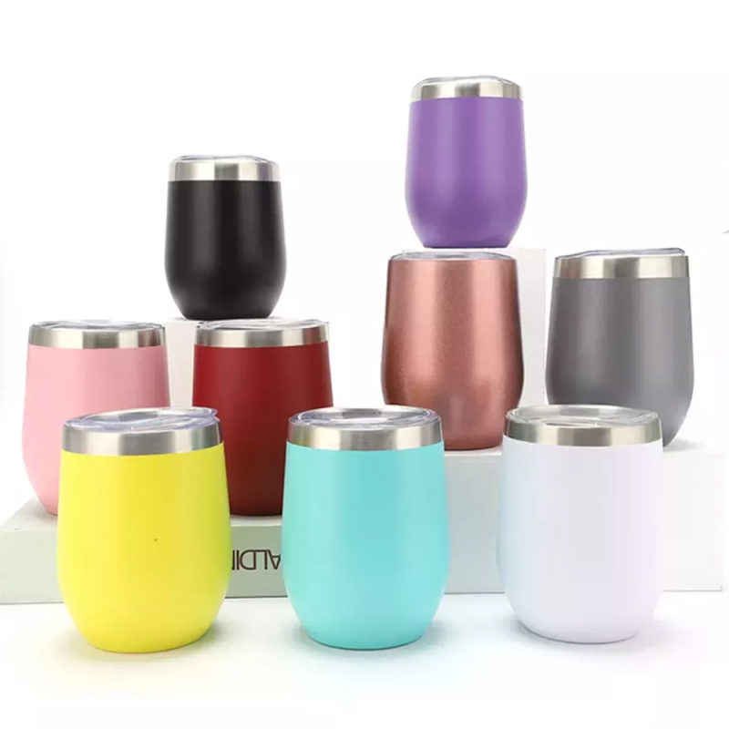 Custom Egg Shape Double Wall Stainless Steel Vacuum Mug 8oz 12oz 16oz Wine Glass Cup