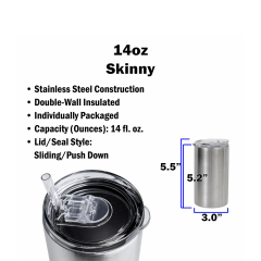 12oz Skinny Tumbler Stainless Steel Insulated Travel Mug with Closed Lid Straw
