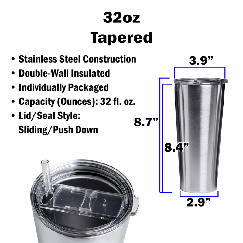 32oz Vacuum Insulated Tapered Tumbler Double-wall BPA free Stainless Steel Cup