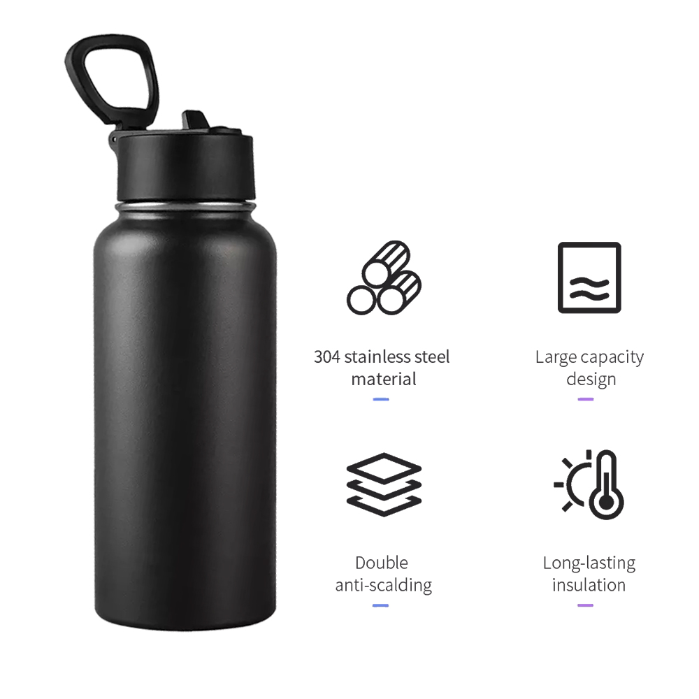 Outdoor Travel Wide Mouth Stainless Steel Vacuum Water Bottle with Handle 350ml