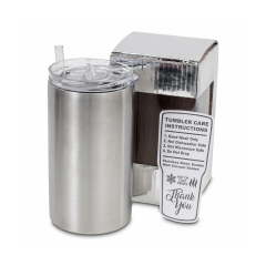 12oz Skinny Tumbler Stainless Steel Insulated Travel Mug with Closed Lid Straw