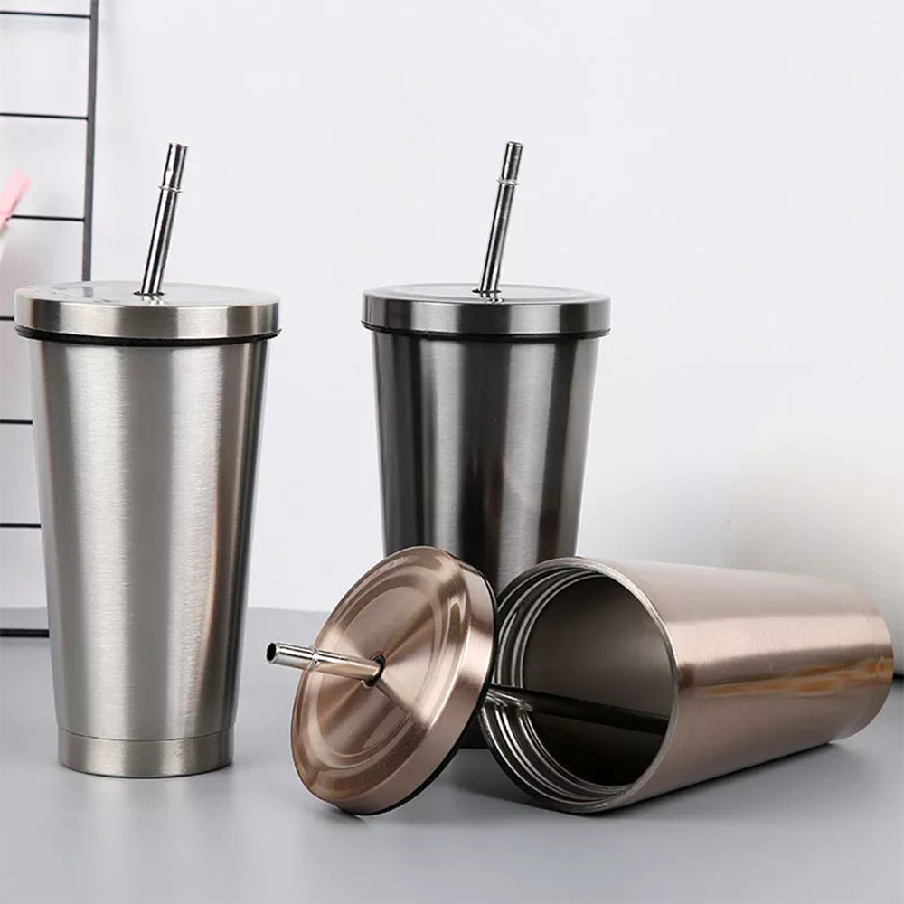 Stainless Steel Vacuum Insulated Tumbler with Lid and Straw Travel Mug Double Wall Coffee Cup for Office 480ML