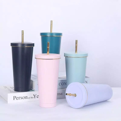 Custom Vacuum Sealed Tumbler Double Wall Coffee Insulated Metal Tumbler with Lid Straw 24OZ