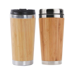 Eco Friendly Bamboo Biodegradable Thermo Travel Coffee Cup 16oz 450ml with Bamboo Shell Eco Friendly Coffee Cup