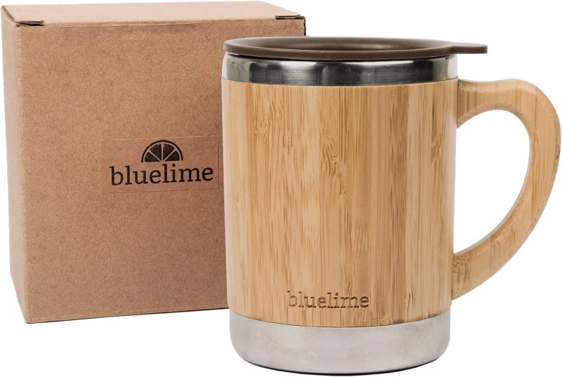 Eco Friendly Bamboo Biodegradable Thermo Travel Coffee Cup 16oz 450ml with Bamboo Shell Eco Friendly Coffee Cup