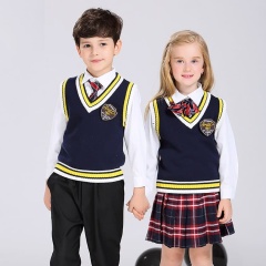 Kids Clothing Wholesale Spring And Autumn 3-Piece Unisex Vest Sweater School Uniforms For USA and Europe Children Design