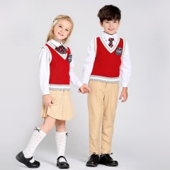 Professional Children's Clothing Manufacturer Super Soft 3-Piece Classic England Style Vest Sweater Set School Sweater Uniform
