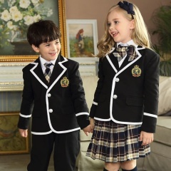 Customized High Quality British Style Navy Boy Jacket Coat Girls School Uniform Blazer