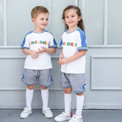 Summer British style high-end workship boys and girls sportswear class suit short sleeve children's school uniform