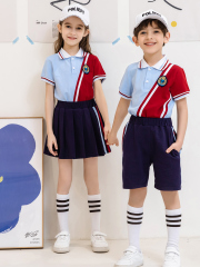 College style children's summer school uniform primary school students cotton class uniform short-sleeved sportswear kindergarten uniform summer activity wear