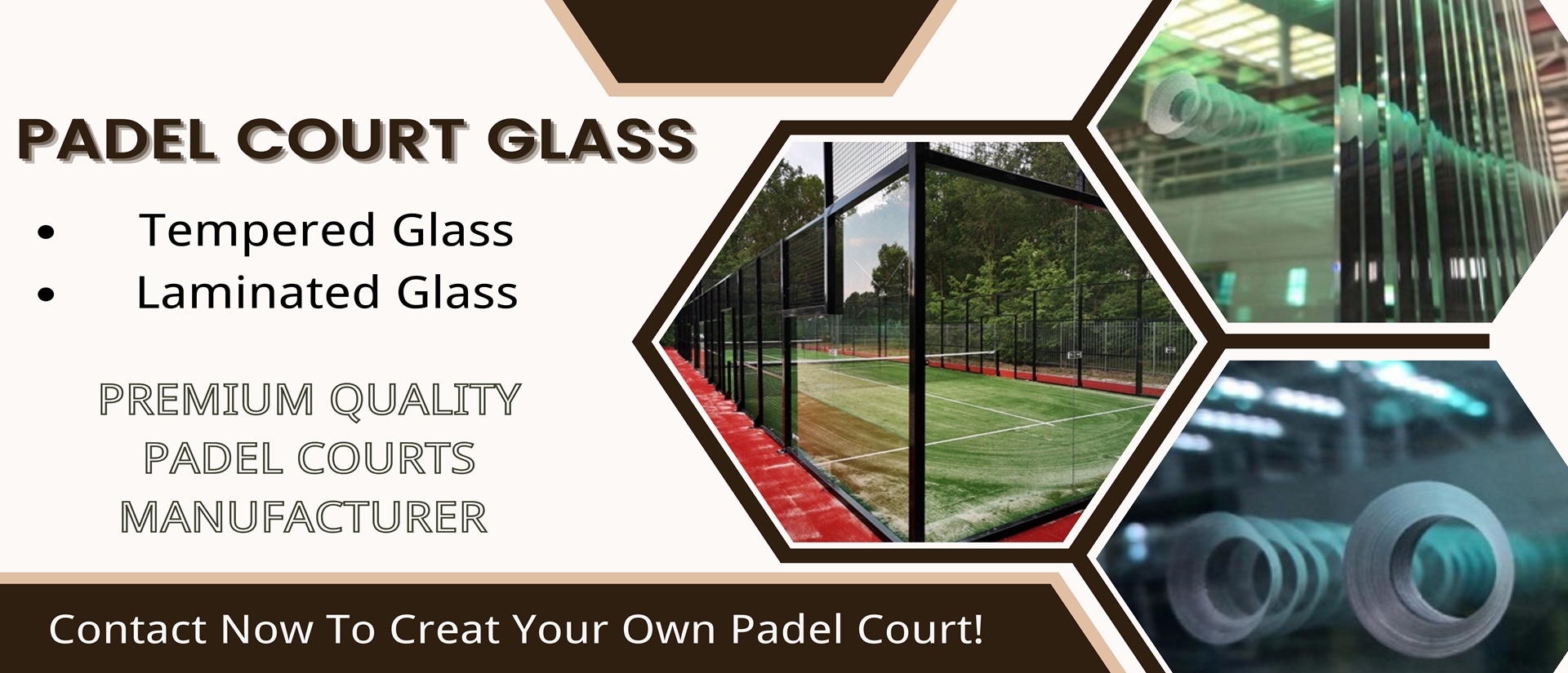 Padel tennis court with tempered glass