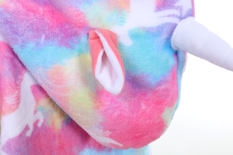 Tie Dye Kid's 3D Holiday Halloween Unicorn Printed Flannel Plush Wearable Hooded Blanket
