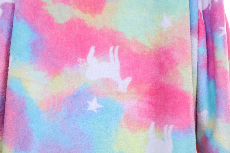 Tie Dye Kid's 3D Holiday Halloween Unicorn Printed Flannel Plush Wearable Hooded Blanket