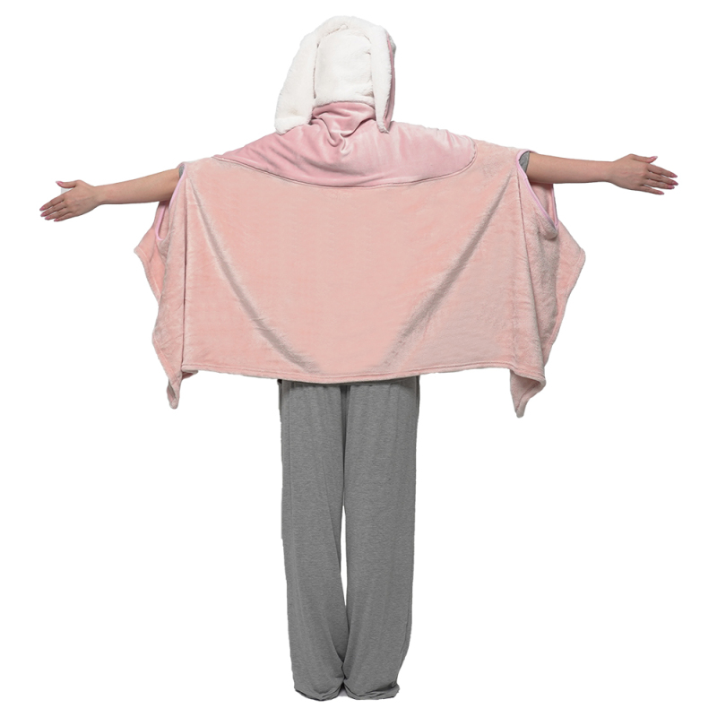 Multifunctional U-shaped Pillow Rabbit Flannel Plush Poncho