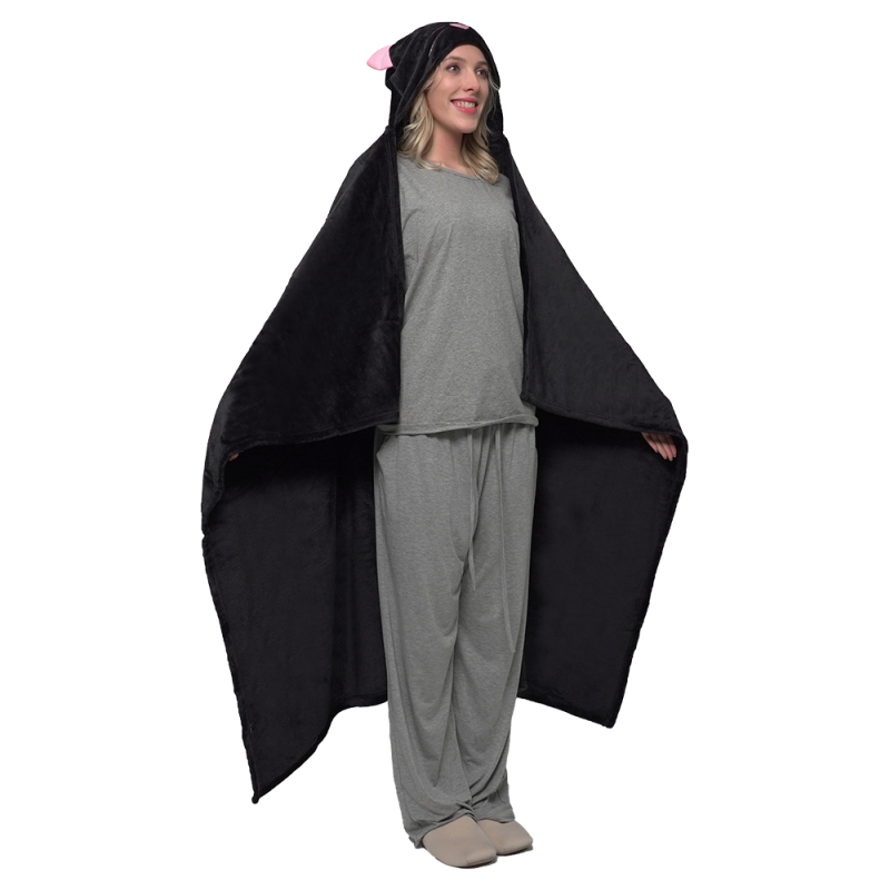 CAT PRINTED PONCHO - GREY